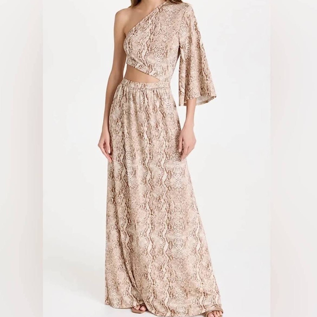 L’agence Fontana Cut-Out Maxi Dress - Neutral Snake Print